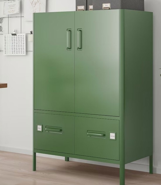 Metal Storage Cabinet with 2 Drawers and 2 Doors