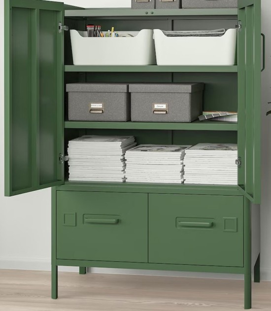 Metal Storage Cabinet with 2 Drawers and 2 Doors