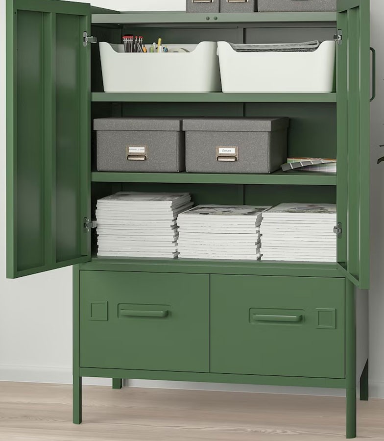 Metal Storage Cabinet with 2 Drawers and 2 Doors