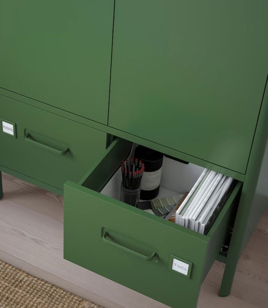 Metal Storage Cabinet with 2 Drawers and 2 Doors