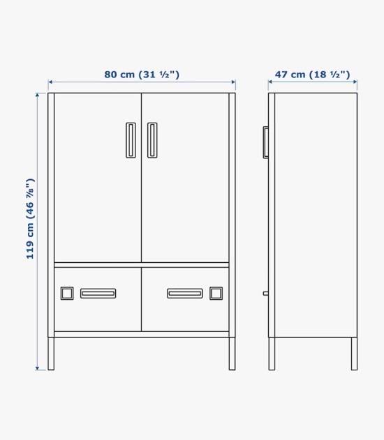 Metal Storage Cabinet with 2 Drawers and 2 Doors
