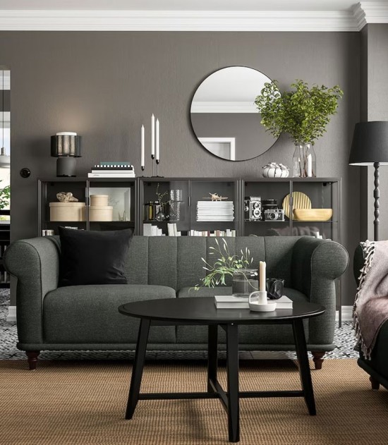 Ikea Viskafors 3 Seater Sofa Lejde/grey/green Birch