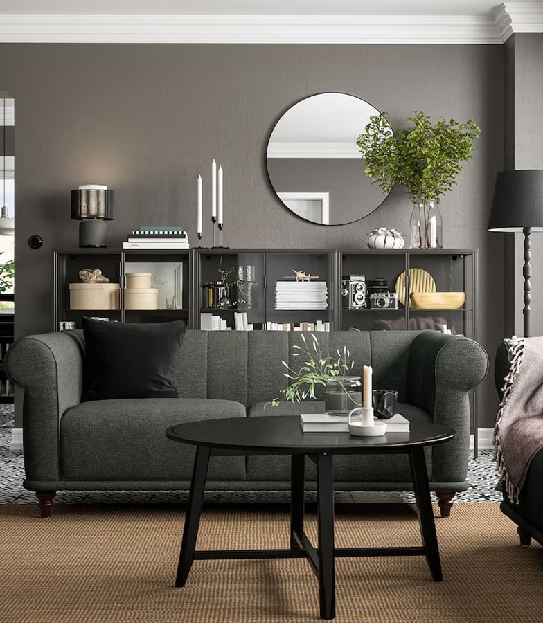 Ikea Viskafors 3 Seater Sofa Lejde/grey/green Birch