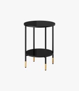 New Mark Impex Side Table, 2 Tiers, Round Tray Table