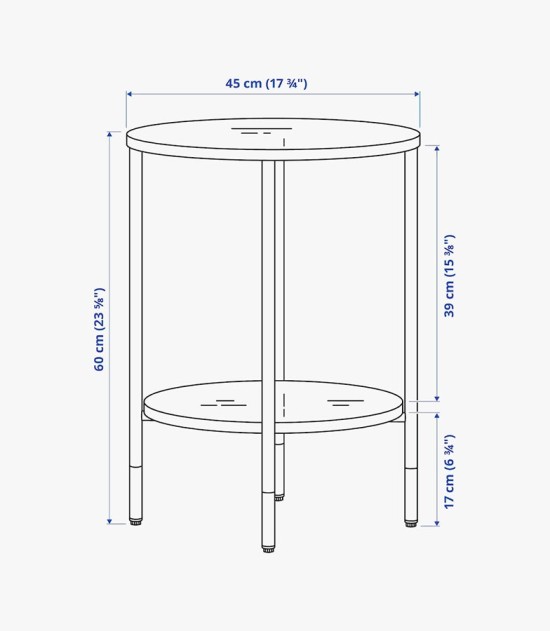 New Mark Impex Side Table, 2 Tiers, Round Tray Table