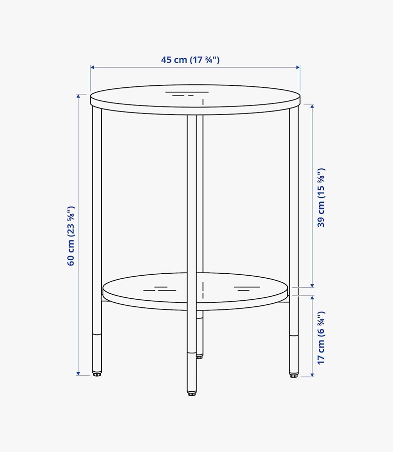 New Mark Impex Side Table, 2 Tiers, Round Tray Table