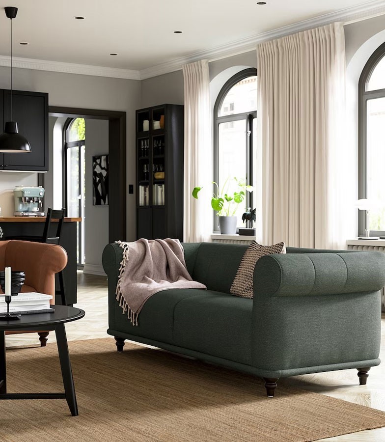 Ikea Viskafors 3 Seater Sofa Lejde/grey/green Birch