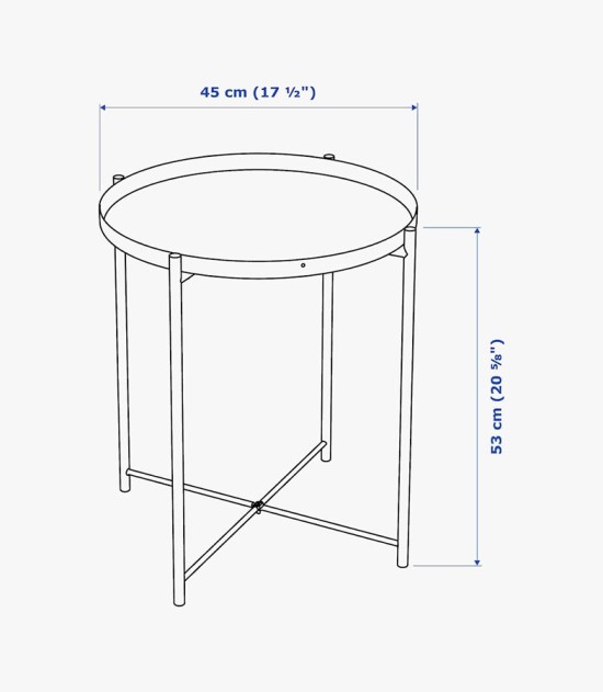 IKEA Gladom Tray Table Black 504.119.90 Size
