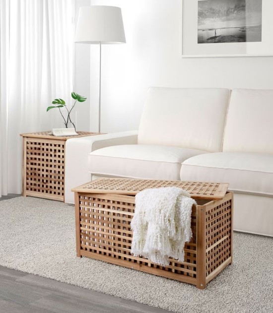 Ikea Hol Acacia Side Table Wooden