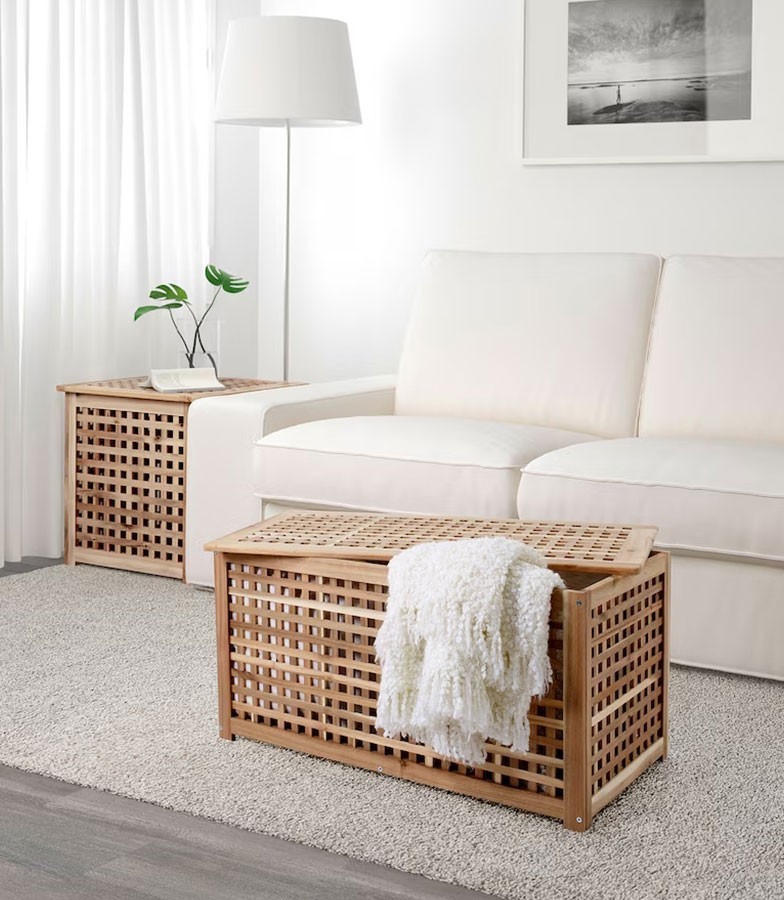 Ikea Hol Acacia Side Table Wooden